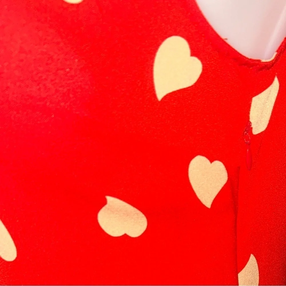 Tory Burch 100% Silk Top VNeck Red Bowtie Accent Valentines Day NWOT